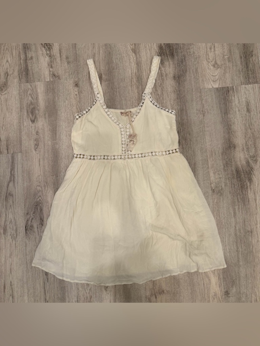 Hem & Thread NWT Cream Lace Boho Mini Dress Size Small